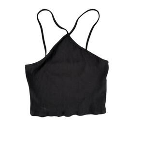 Week-End Black Racerback Halter Top Cropped Spaghetti straps Medium to Large